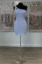 Orange Open Back One Shoulder Sequins Tight Homecoming Dress Bmbride