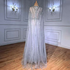 Long Sleeve Tulle Sequin Prom Dress with Fluttering A-Line Style BM bride