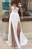Short Sleeve Lace Wedding Dress with Slit BM bride