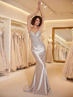 Sparkly Corset Long Prom Dress with Asymmetrical Appliqu¡§|s