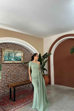 One Shoulder Sleeveless Strapless Pleated Mermaid Long Prom Dress With Ruffles