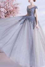 Gorgeous Off the Shoulder Long Ball Grown Prom Dress With Sweetheart Sequins