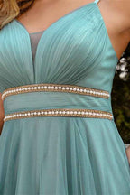 Spaghetti Strap Sweetheart Sleeveless Hi-Lo Short Prom Dress With Pearls Tulle