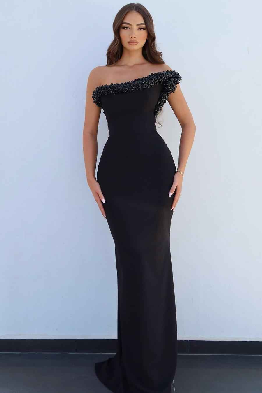 One Shoulder Sleeveless Mermaid Long Prom Dress With Beading