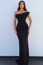 One Shoulder Sleeveless Mermaid Long Prom Dress With Beading