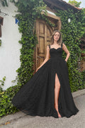 Straps Sleeveless Sweetheart Long Prom Dress With High Split