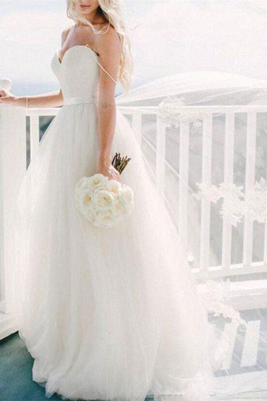 Spaghetti Strap Tulle Wedding Dress BM bride
