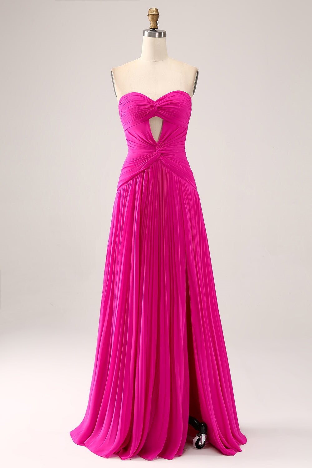 Gorgeous Fuchsia Strapless Cut Out Draped Pleated Prom Dress BMBRIDE