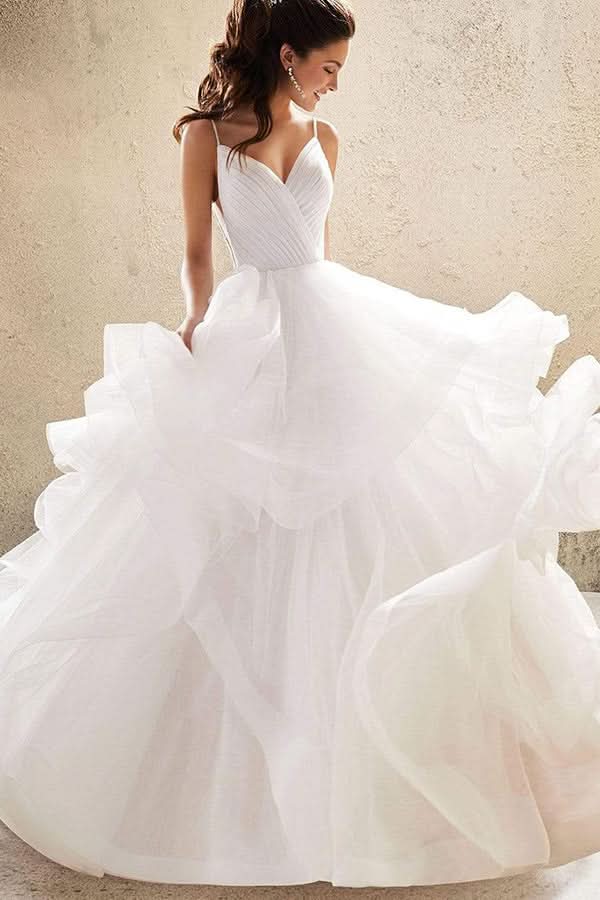 A-line Off-the-shoulder Wedding Dress With Tulle Lace Elegant BM bride