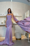 Halter Strapless Sleeveless Long Mermaid Prom Dress With Pleated
