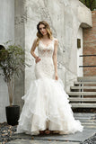 V-neck Appliques Mermaid Wedding Dress BMbride