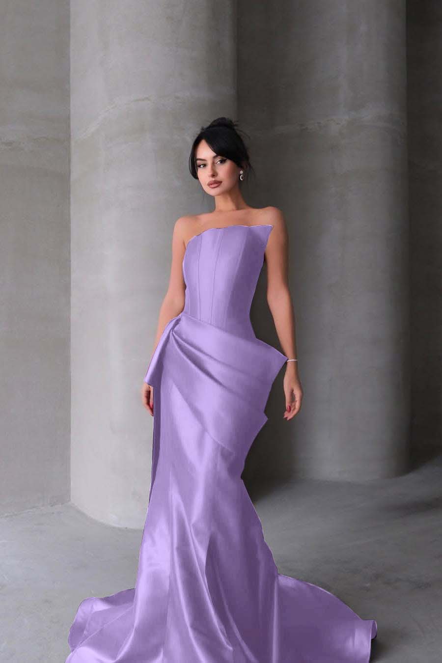 Chic Strapless Sleeveless Mermaid Long Prom Dress With Pleated BMBRIDE