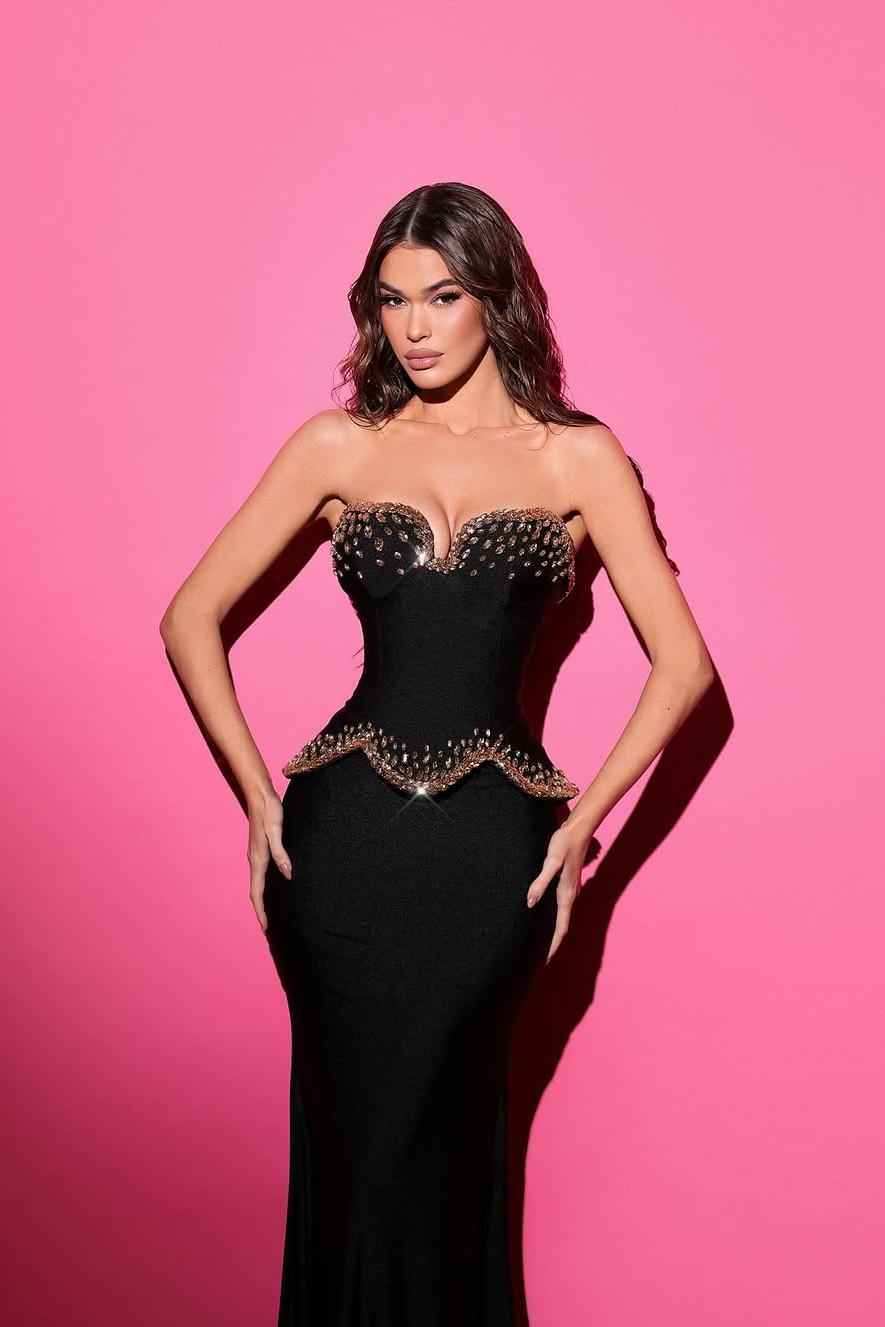 Chic Strapless Sleeveless Mermaid Long Prom Dress With Beading