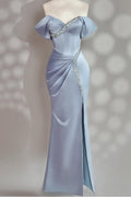 Sleeveless Off the Shoulder Long Mermaid Prom Dress With Beading BMBRIDE