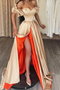 Sweetheart Off-the-Shoulder Long Prom Dress with Split BM bride