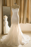 Modern White Mermaid Wedding Dress with Sweetheart Neckline for a Contemporary Look BM bride