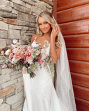 Sexy Spaghetti Strap V-Neck Floor-Length Mermaid Wedding Dress with Lace Appliques BM bride