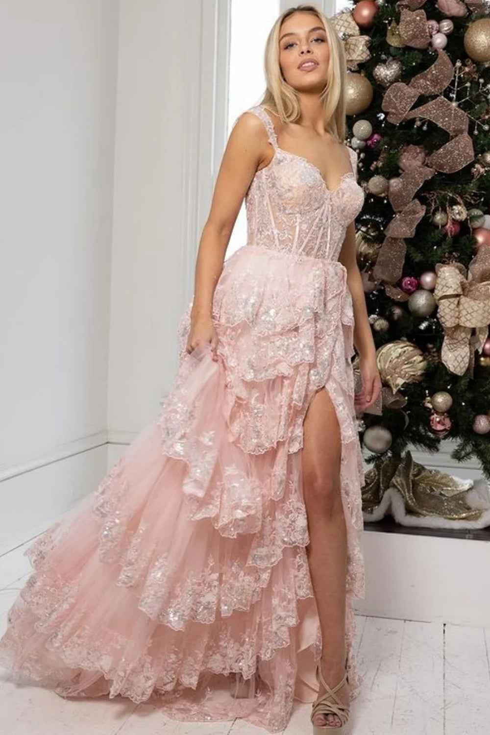 A Line Off the Shoulder Black Corset Prom Dress with Lace Ruffles
