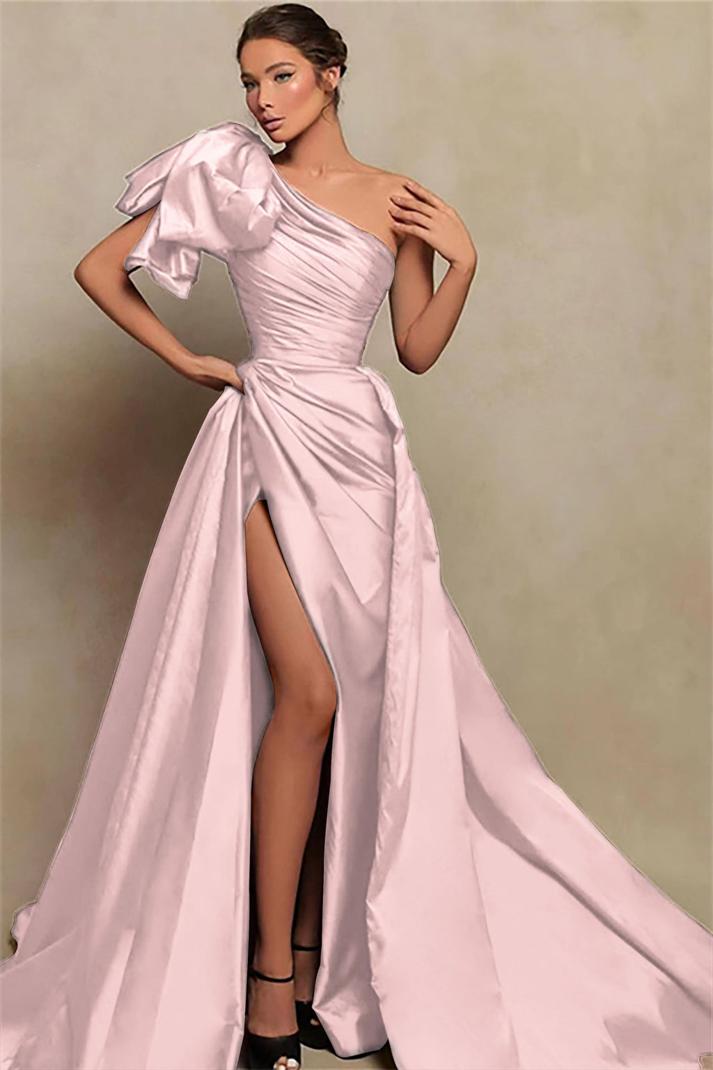 Vintage Burgundy One-Shoulder Mermaid Prom Dress with Slit BM bride
