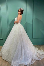 One-Shoulder Embroidered A-Line Lace Long Wedding Dress BM bride