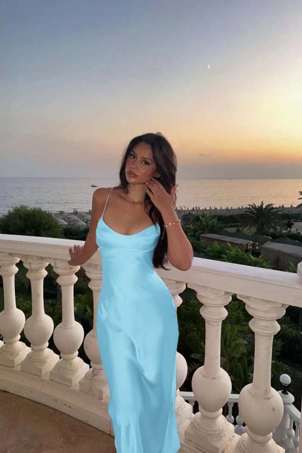 Spaghetti Strap Sleeveless Long Mermaid Prom Dress With Pleated BMBRIDE