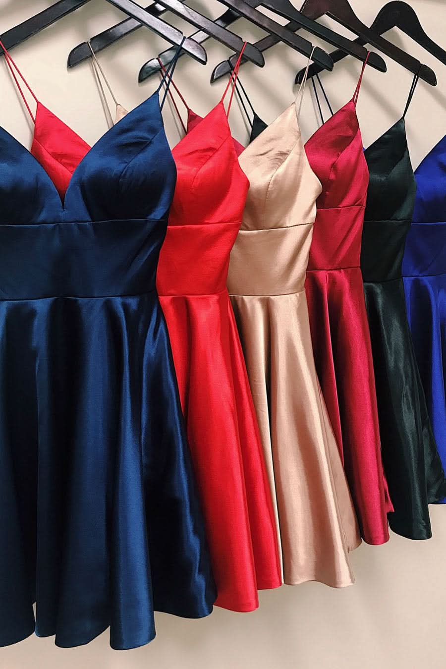 Elegant A-Line Spaghetti Straps Satin Homecoming Dress BM bride
