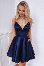 Elegant A-Line Spaghetti Straps Satin Homecoming Dress BM bride