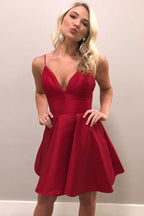 Elegant A-Line Spaghetti Straps Satin Homecoming Dress BM bride