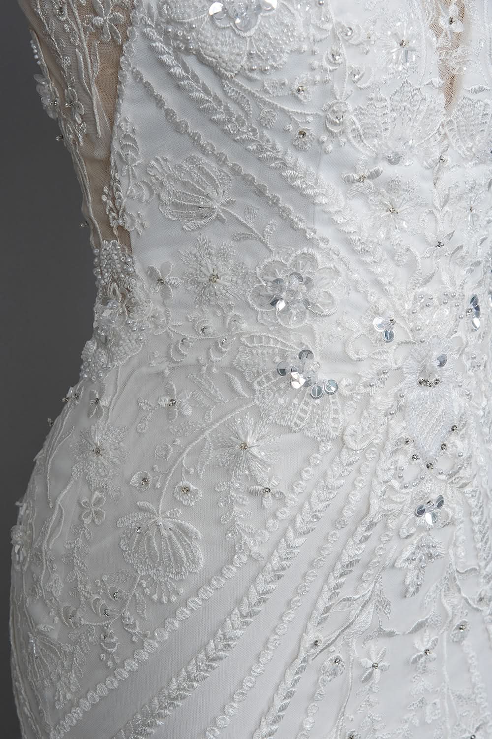 Mermaid Scoop Neck Jewel Wedding Dress with Beadings and Appliques BM bride