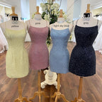 Chic Scoop Neck Beaded Satin Bodycon Homecoming Dress for a Sleek Look BM bride