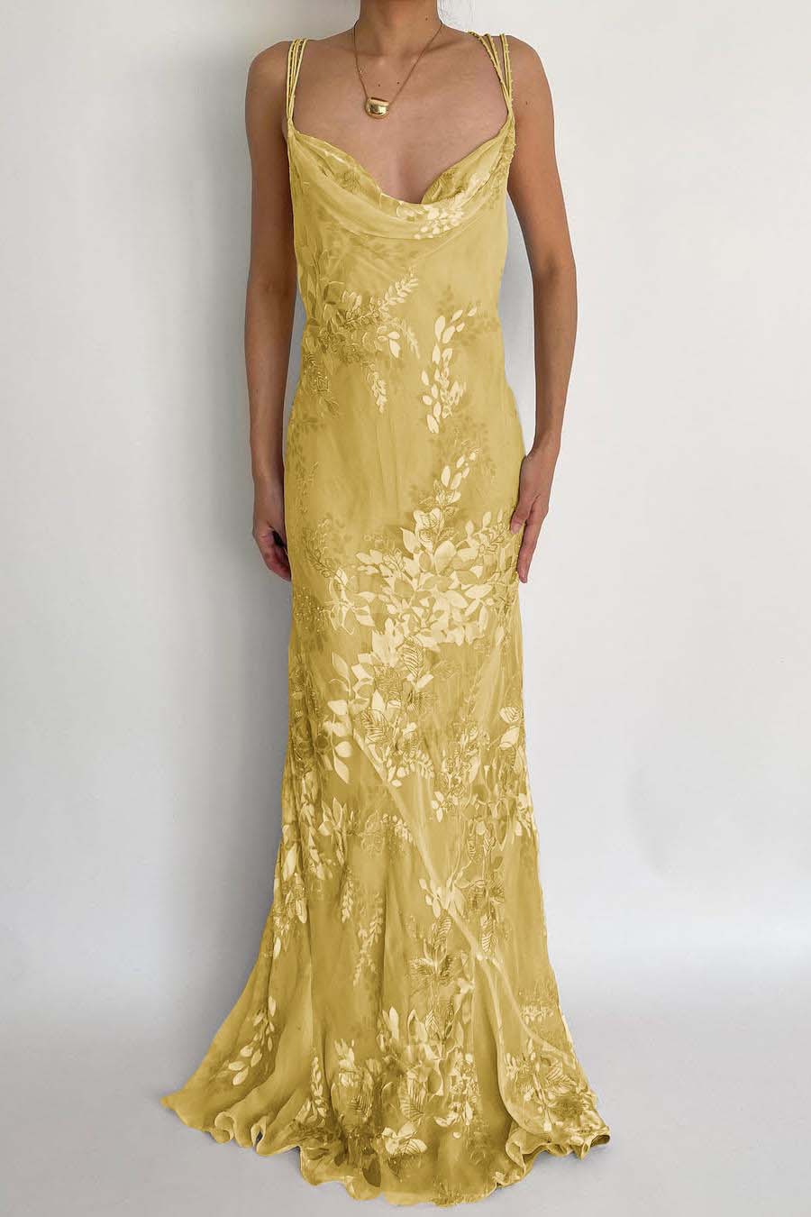 Spaghetti Strap Sleeveless Long Mermaid Prom Dress With Appliques BMBRIDE