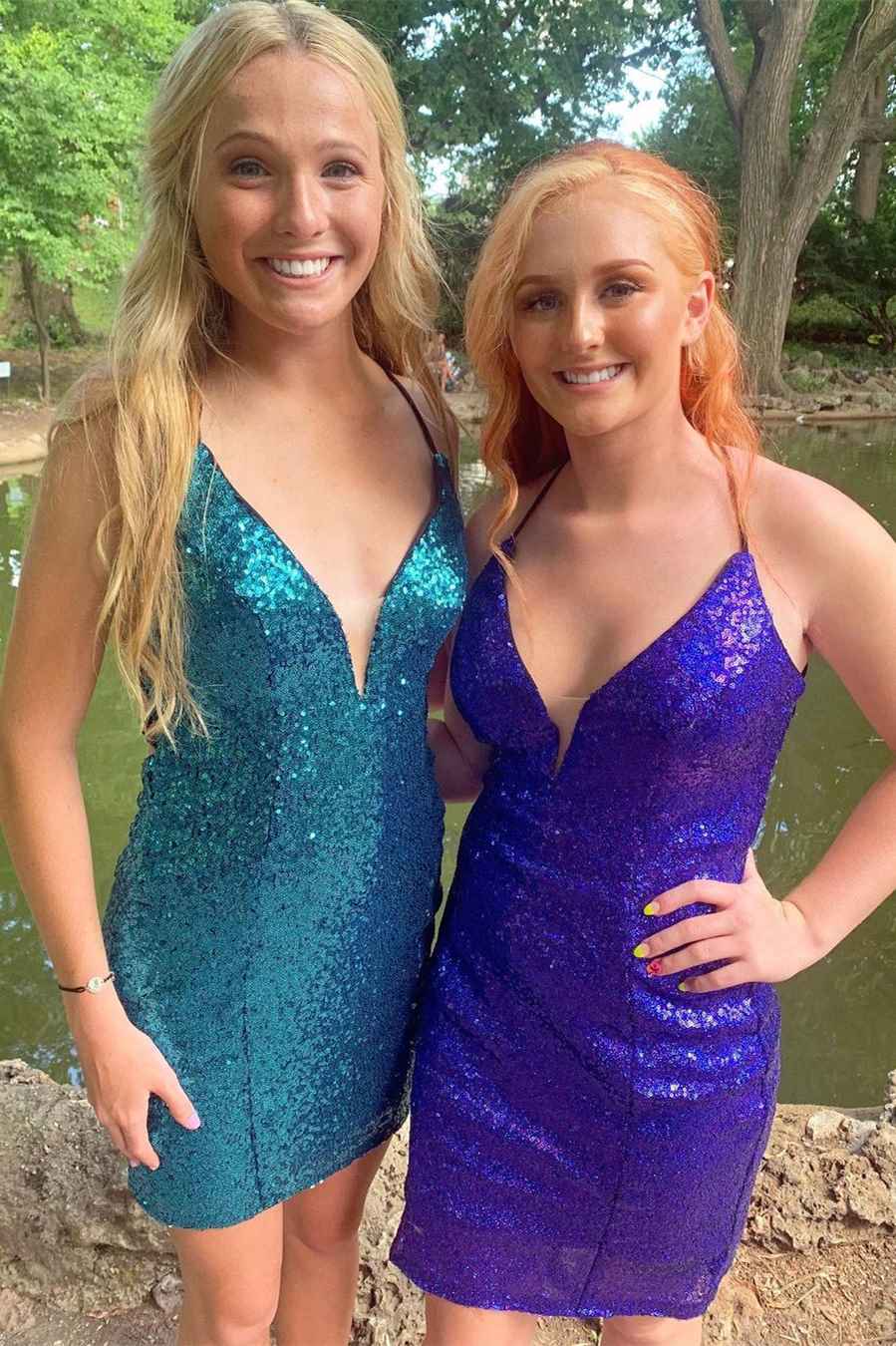 Stunning Bodycon Deep V-Neck Sequins Homecoming Dress BM bride