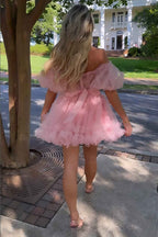 Light Pink Corset A-Line Short Homecoming Dress Bmbride