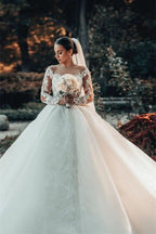 Off-the-Shoulder Ball Gown Lace Wedding Dress BM bride