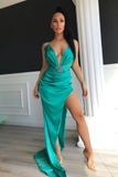 Halter V-Neck Evening Dress with Split BM bride