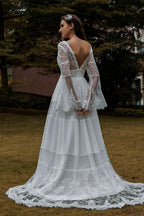 Long Sleeve Lace Boho Wedding Dress BM bride