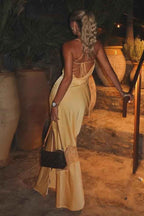 Spaghetti Strap Sleeveless Backless Mermaid Long Prom Dress With Lace