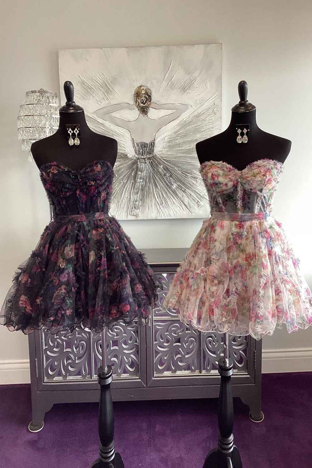 Pink Corset Sweetheart Flower A-Line Short Homecoming Dress with Ruffles Bmbride