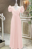 Royal Blue V-Neck Evening Dress with Short Sleeves and Belt Online BM bride
