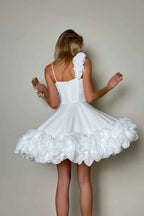 Chic Straps Sleeveless Short Prom Dress With Ruffles Pleated