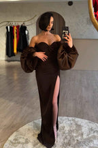 Strapless Sleeveless Long Mermaid Split Prom Dress With Shawl