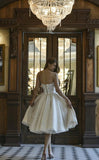 A-Line Off-the-Shoulder Short Wedding Dress with Lace Appliques BM bride
