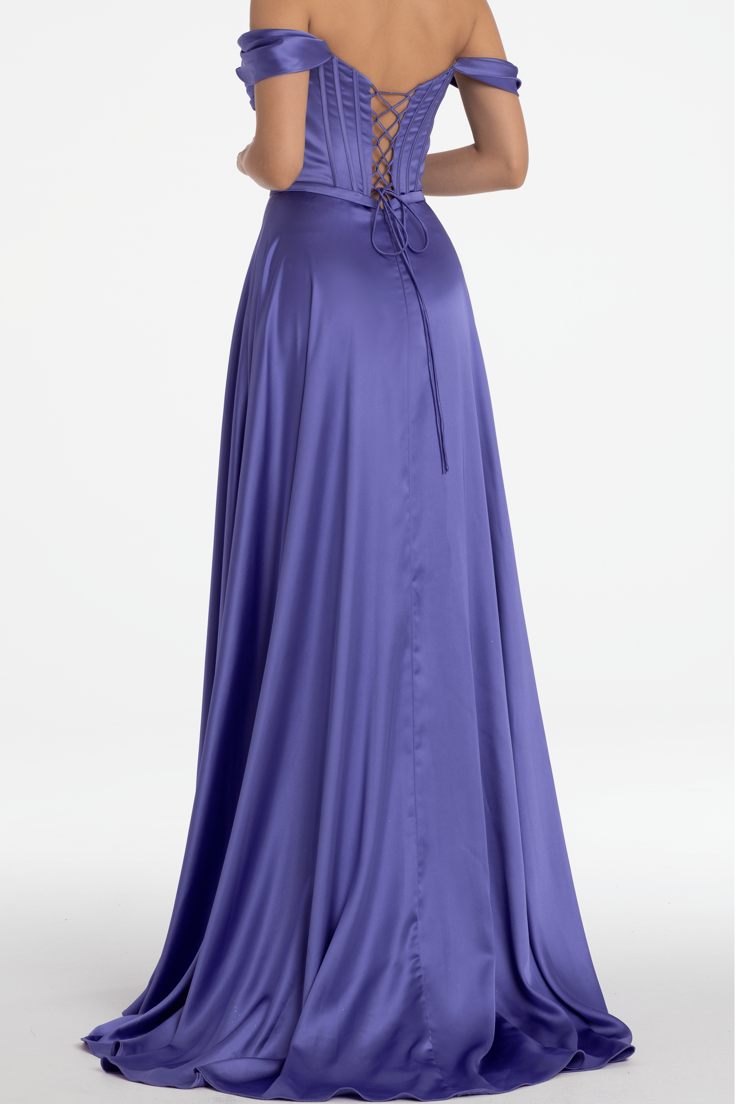 Off the Shoulder Sleeveless Split Long Prom Dress With Beading