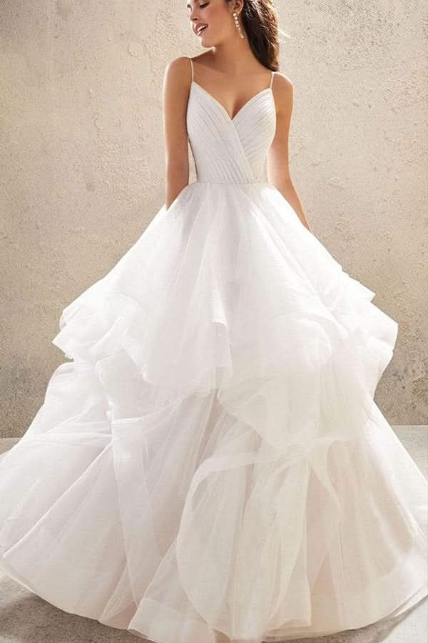 A-line Off-the-shoulder Wedding Dress With Tulle Lace Elegant BM bride