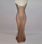 Luxurious Mermaid Crystal Beaded Hand-Embroidered Corset Prom Dress BM bride