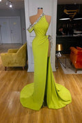Glorious Off-the-Shoulder Beaded Mermaid Prom Dress with Split BM bride
