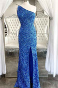 Amazing Sleeveless Mermaid Prom Dress One Shoulder With Split