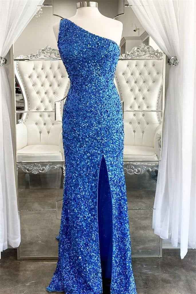 Amazing Sleeveless Mermaid Prom Dress One Shoulder With Split