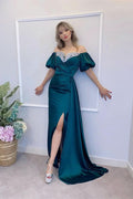 Peacock Off-the-Shoulder Mermaid Prom Dress with Split BM bride