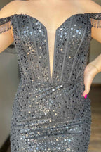 Sparkly Dark Red Beaded Corset Sequins Fringed Tight Homecoming Dress